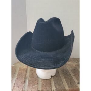 Vintage Black Cowboy Hat Western Size 7-7⅛ 100% Cotton Corduroy Harvard READ